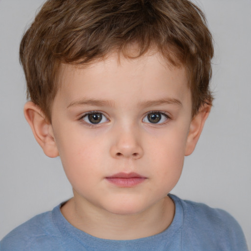 Neutral white child male with short  brown hair and brown eyes