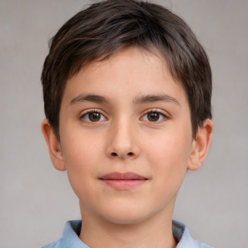 Neutral white child male with short  brown hair and brown eyes