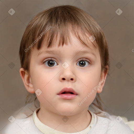 Neutral white child female with medium  brown hair and brown eyes