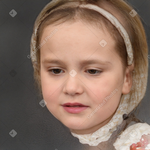 Neutral white child female with medium  brown hair and brown eyes