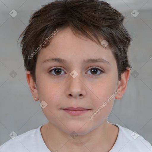 Neutral white child female with short  brown hair and brown eyes