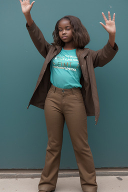 African teenager girl with  brown hair