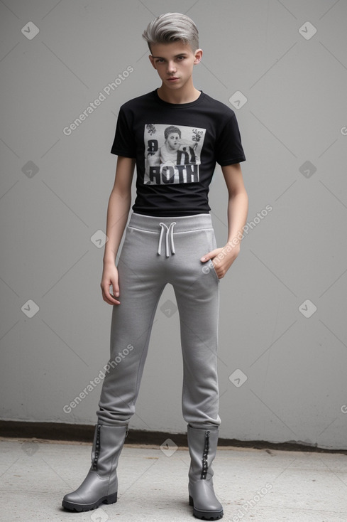 Croatian teenager boy with  gray hair