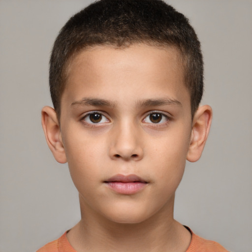 Neutral white child male with short  brown hair and brown eyes