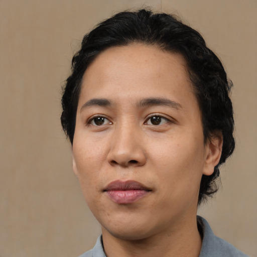 Neutral asian young-adult male with medium  black hair and brown eyes