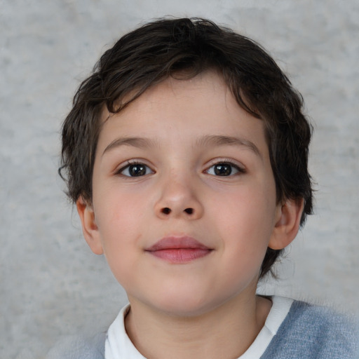 Neutral white child male with short  brown hair and brown eyes