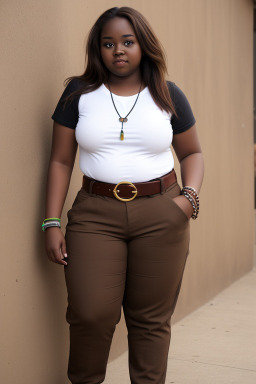 Zambian young adult female with  brown hair