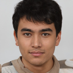 Neutral asian young-adult male with short  brown hair and brown eyes