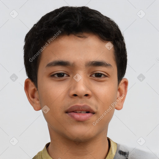 Neutral asian young-adult male with short  brown hair and brown eyes