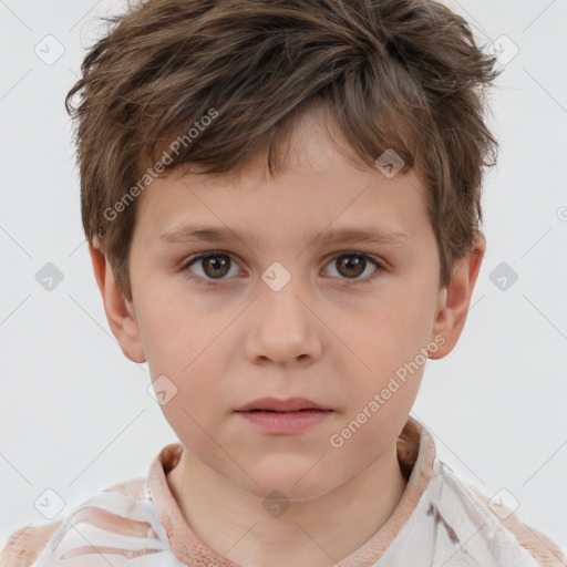 Neutral white child male with short  brown hair and brown eyes