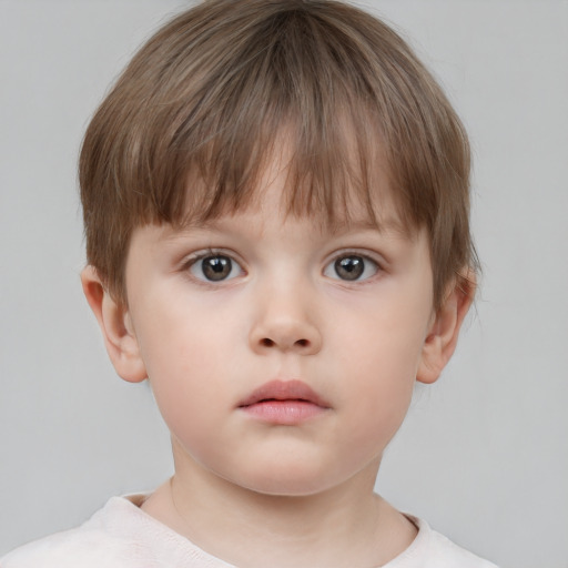 Neutral white child male with short  brown hair and brown eyes