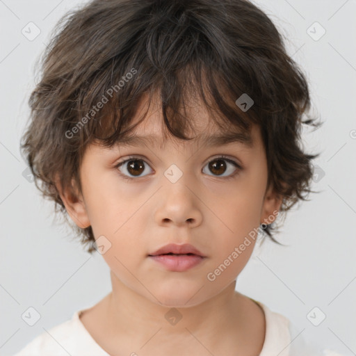 Neutral white child female with medium  brown hair and brown eyes