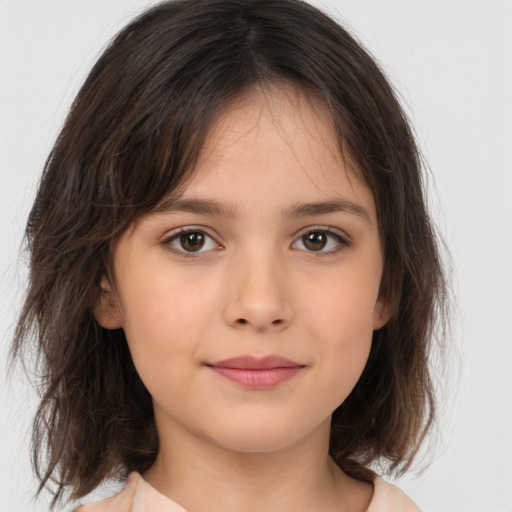 Neutral white child female with medium  brown hair and brown eyes