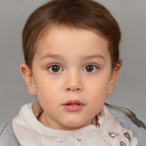 Neutral white child female with short  brown hair and brown eyes