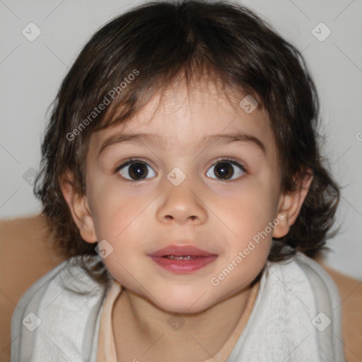 Neutral white child female with medium  brown hair and brown eyes