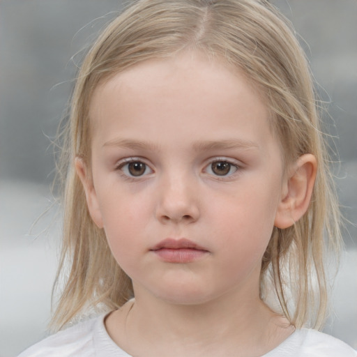 Neutral white child female with medium  brown hair and brown eyes