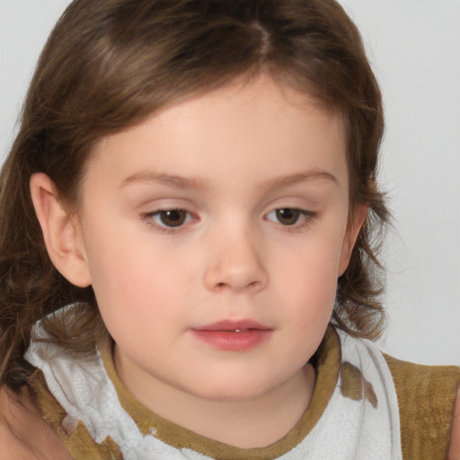 Neutral white child female with medium  brown hair and brown eyes