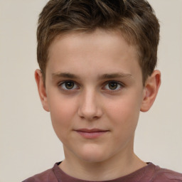 Neutral white child male with short  brown hair and brown eyes