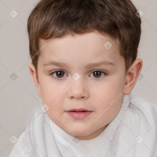 Neutral white child male with short  brown hair and brown eyes