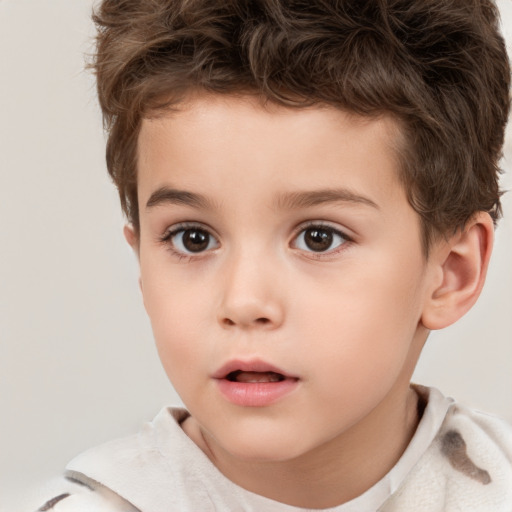 Neutral white child male with short  brown hair and brown eyes