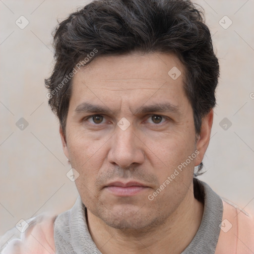 Neutral white adult male with short  brown hair and brown eyes