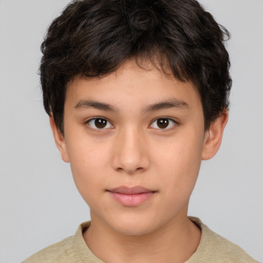 Neutral white child male with short  brown hair and brown eyes
