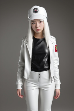 Chinese teenager girl with  white hair