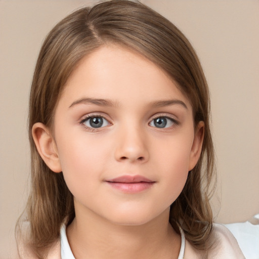 Neutral white child female with medium  brown hair and brown eyes