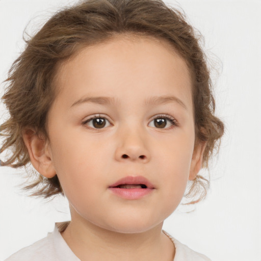 Neutral white child female with medium  brown hair and brown eyes