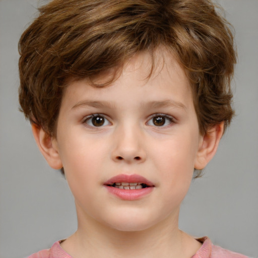 Neutral white child male with short  brown hair and brown eyes