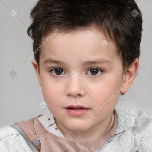 Neutral white child male with short  brown hair and brown eyes