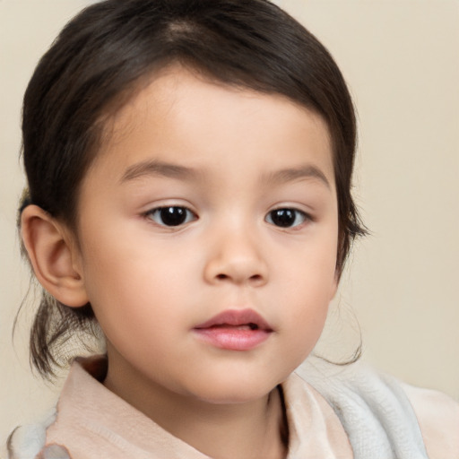 Neutral white child female with medium  brown hair and brown eyes