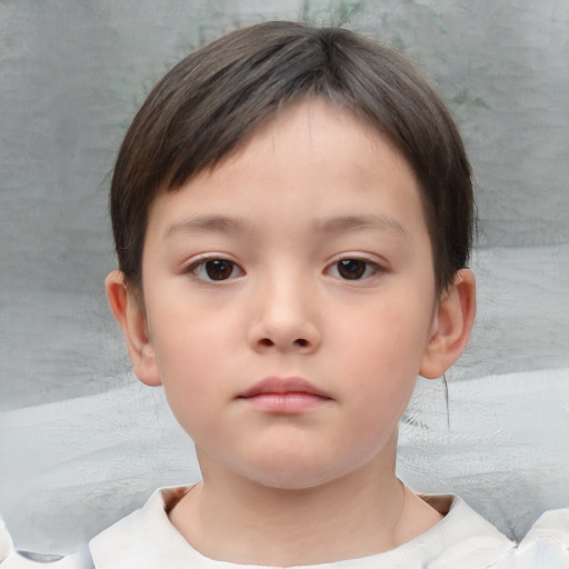 Neutral asian child male with short  brown hair and brown eyes