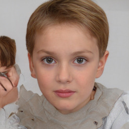 Neutral white child female with medium  brown hair and brown eyes