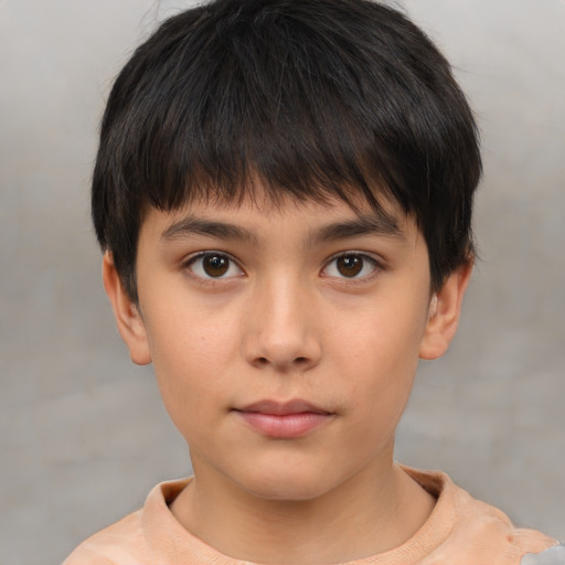 Neutral white child male with short  brown hair and brown eyes