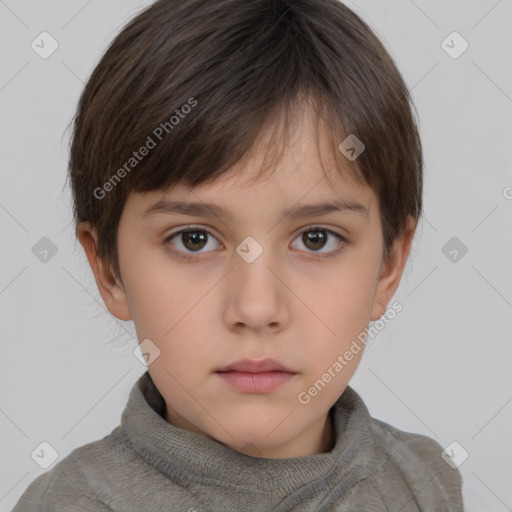 Neutral white child female with short  brown hair and brown eyes