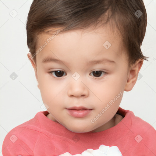 Neutral white child female with short  brown hair and brown eyes