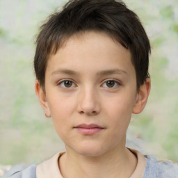 Neutral white child female with short  brown hair and brown eyes