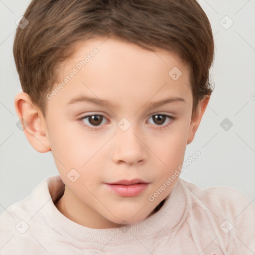 Neutral white child female with short  brown hair and brown eyes