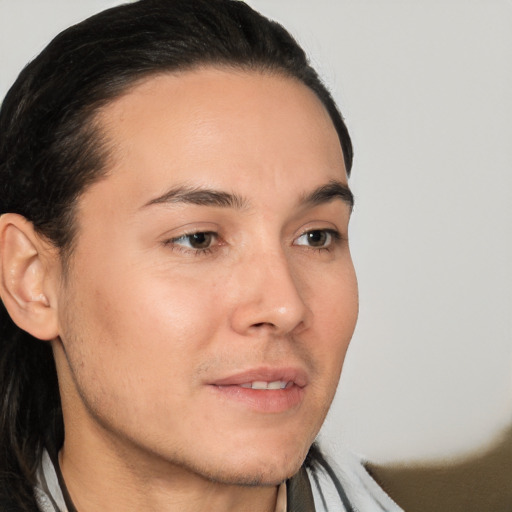 Neutral white young-adult male with medium  brown hair and brown eyes