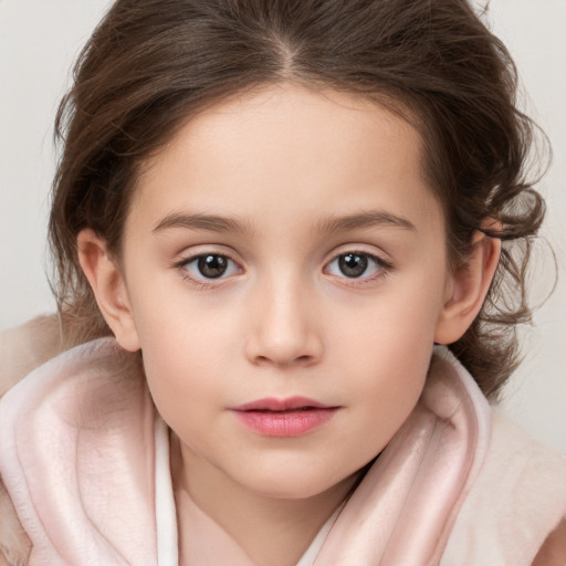 Neutral white child female with medium  brown hair and brown eyes