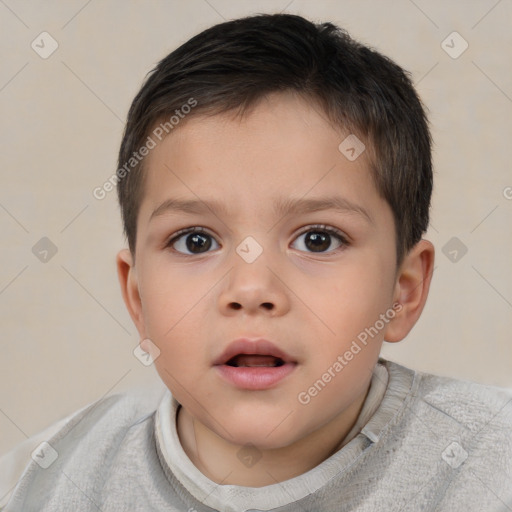 Neutral white child male with short  brown hair and brown eyes