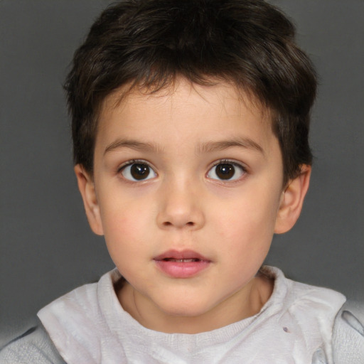 Neutral white child male with short  brown hair and brown eyes