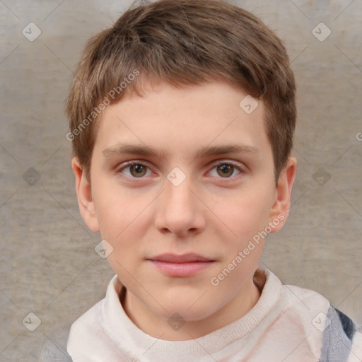 Neutral white child male with short  brown hair and brown eyes