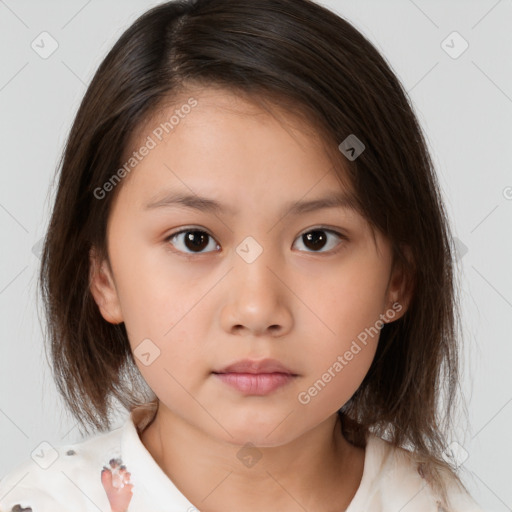 Neutral white child female with medium  brown hair and brown eyes