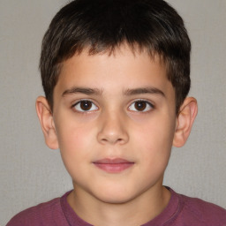 Neutral white child male with short  brown hair and brown eyes