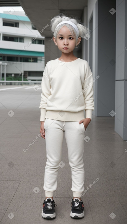 Singaporean child girl with  white hair