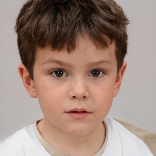 Neutral white child male with short  brown hair and brown eyes