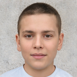 Neutral white child male with short  brown hair and brown eyes