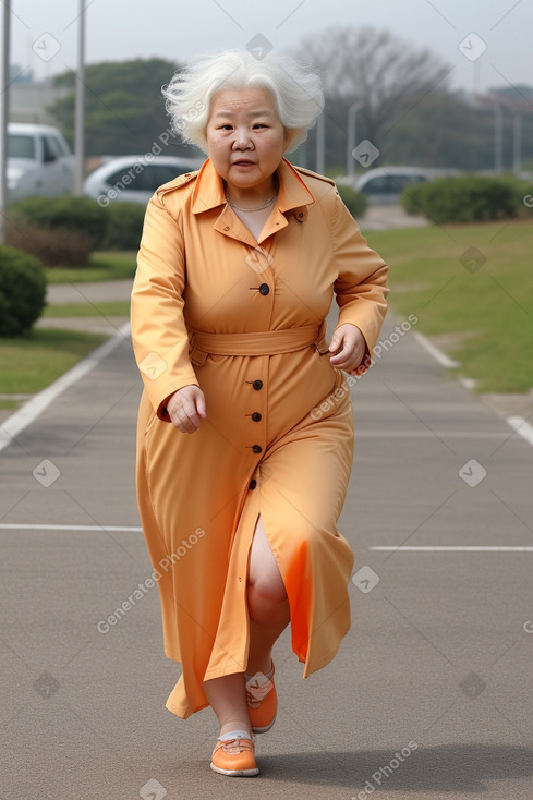 South korean elderly female with  white hair